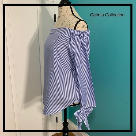 Celmia Collection Striped Off the Shoulder Top - Picture 1 of 5